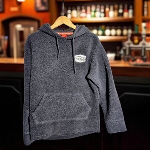 Coca Cola Black Sherpa Hoodie B/W Logo Sz L